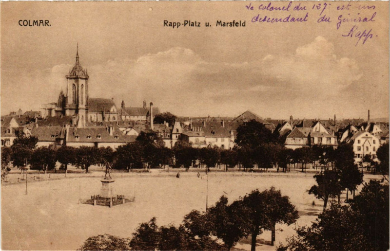 Carte postale ancienne Colmar - Rapp-Platz u. Marsfeld à Colmar