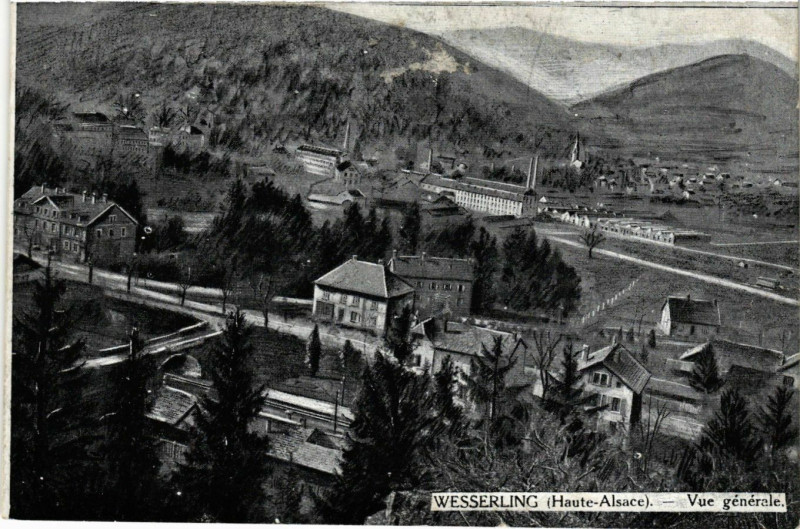 Carte postale ancienne Wesserling (Haute-Alsace) - Vue générale