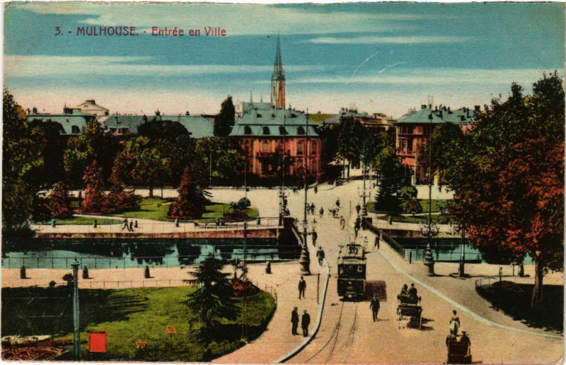 Carte postale ancienne Mulhouse - Entrée en Ville à Mulhouse