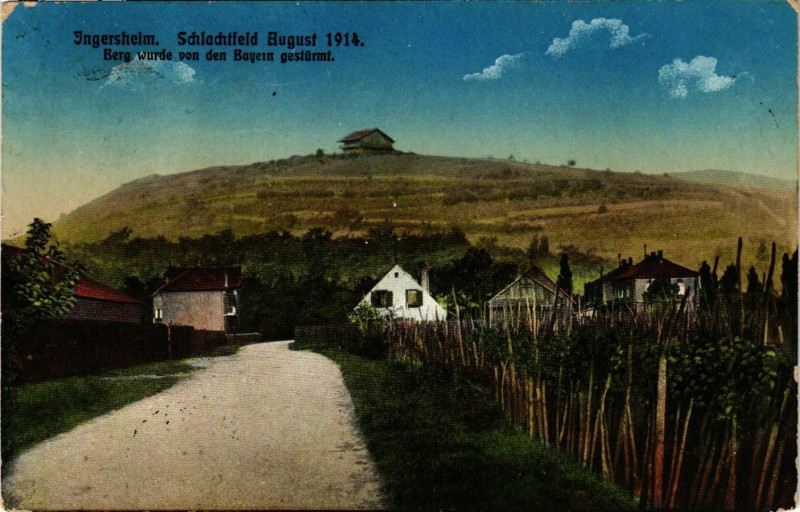 Carte postale ancienne Ingersheim Schlachfeld Bugust 1914 Berg Wurde von den Bayern.. à Ingersheim