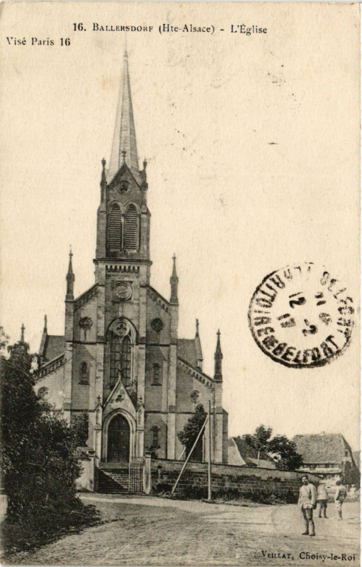 Carte postale ancienne Ballesdorf (Hte-Alsace) - L'Eglise
