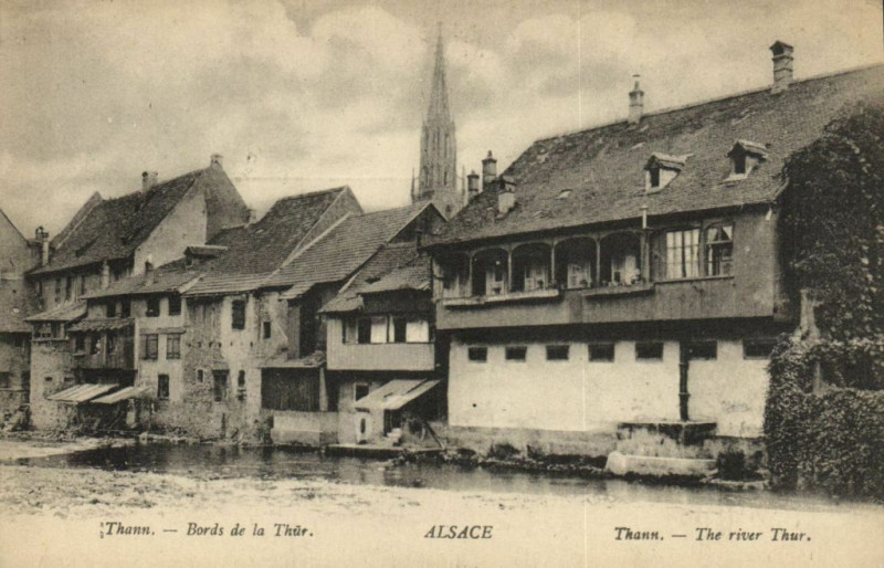 Carte postale ancienne Thann-_Bords de la Thur Alsace Thann - The rives Thur à Thann