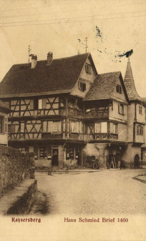 Carte postale ancienne Kaysersberg Haus Schied Brief 1460