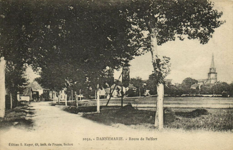 Carte postale ancienne Dannemarie - Route de Belfort à Dannemarie