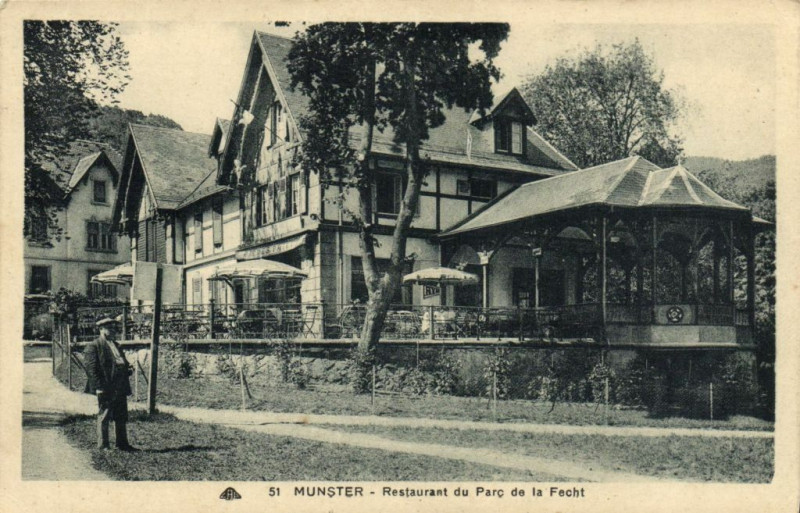 Carte postale ancienne Munster - Retaurant du Parc de la Fecht à Munster
