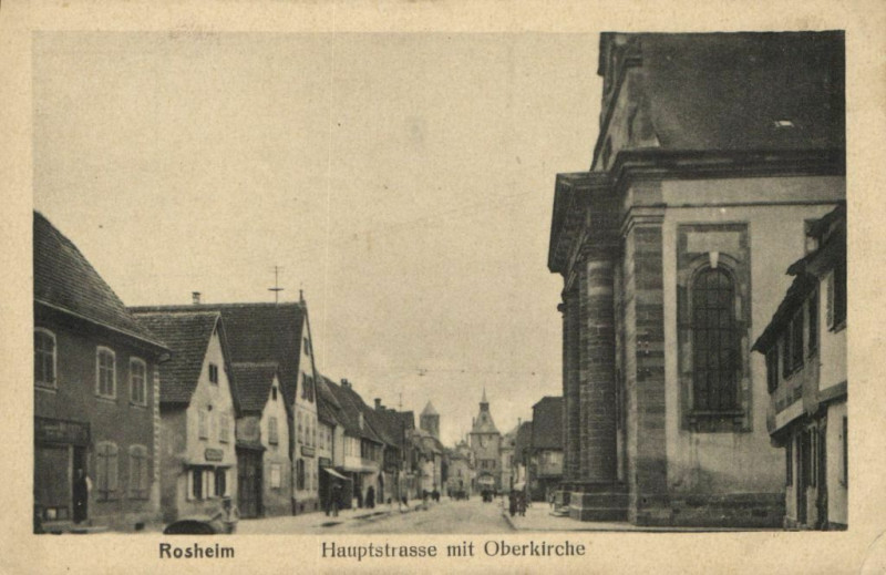Carte postale ancienne Roshelm Hauptstrasse mit Oberkirche