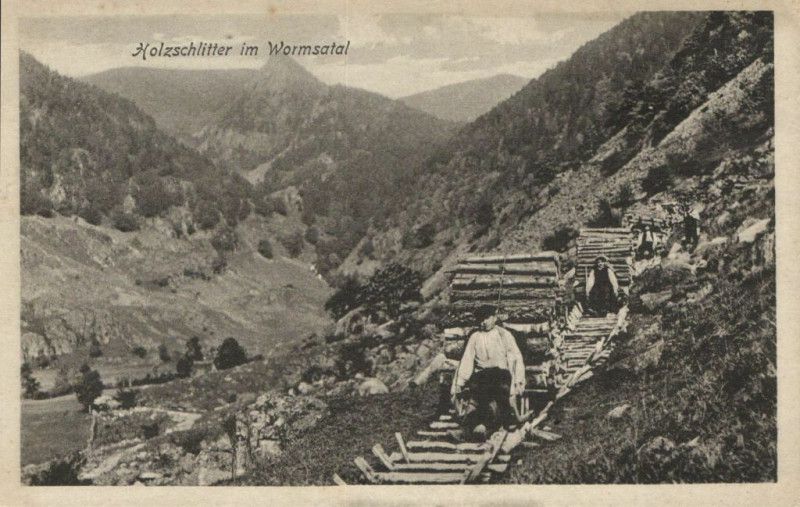 Carte postale ancienne Holzschlitter im Wormstal