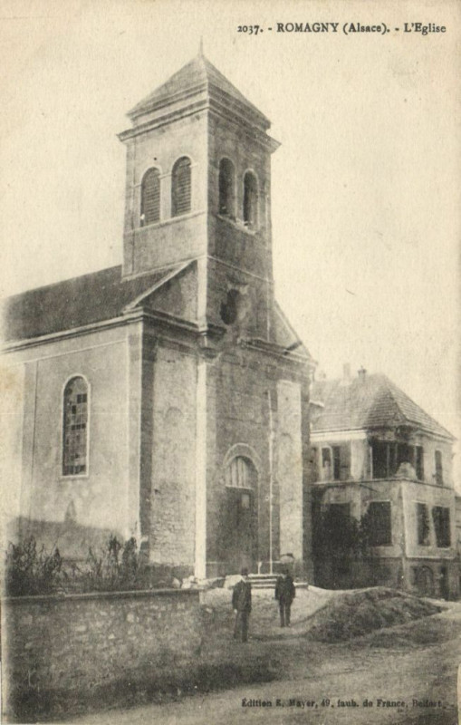 Carte postale ancienne Romagny (Alsace) - L' Eglise à Romagny