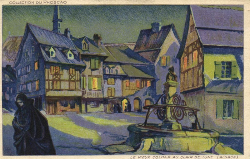 Carte postale ancienne Le vieux Colmar au Clair de Lune (Alsace) à Colmar