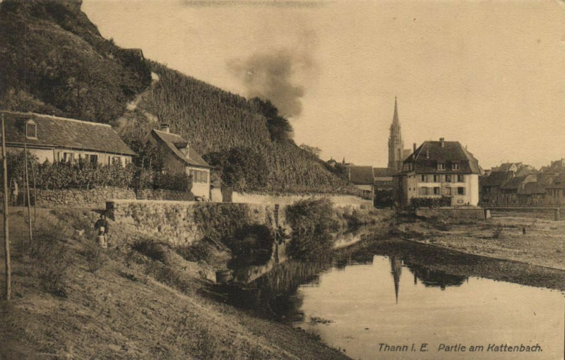 Carte postale ancienne Thann I.E. Partie am Kattenbach à Thann