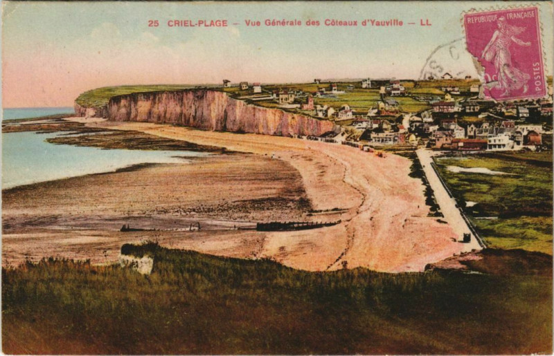 Carte postale ancienne Criel-Plage Vue générale des Coteaux d'Yauville