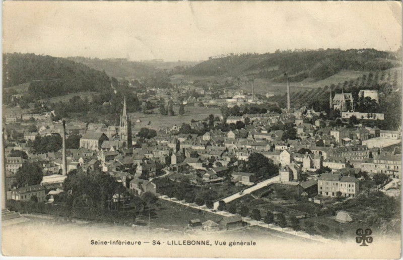 Carte postale ancienne Lillebonne vue generale à Dieppe