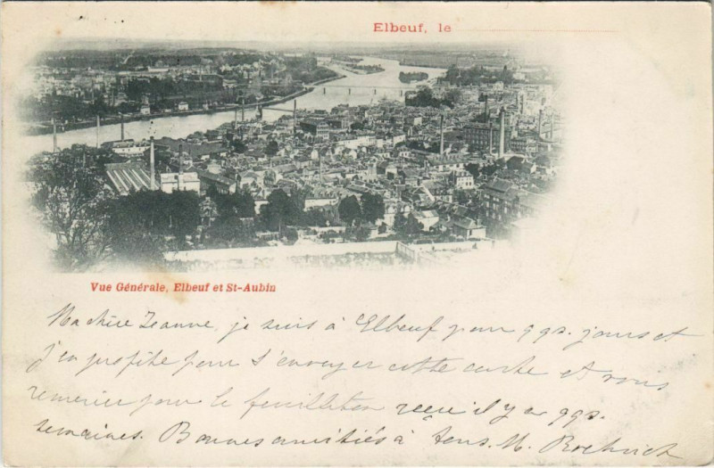 Carte postale ancienne Elbeuf Vue Generale à Elbeuf