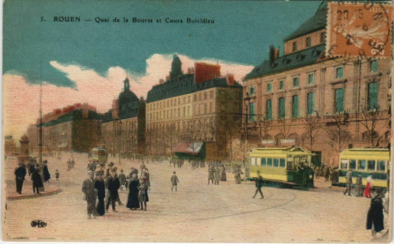 Carte postale ancienne Rouen Quai de la Bourse à Rouen