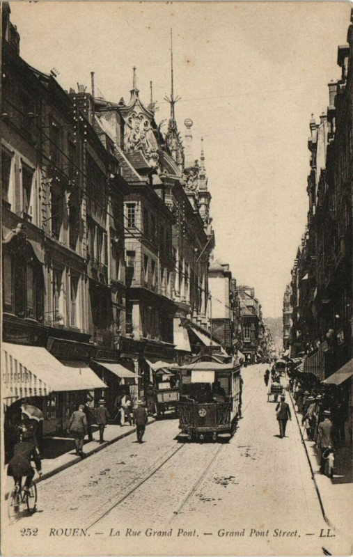 Carte postale ancienne Rouen La Rue Grand Pont. à Rouen