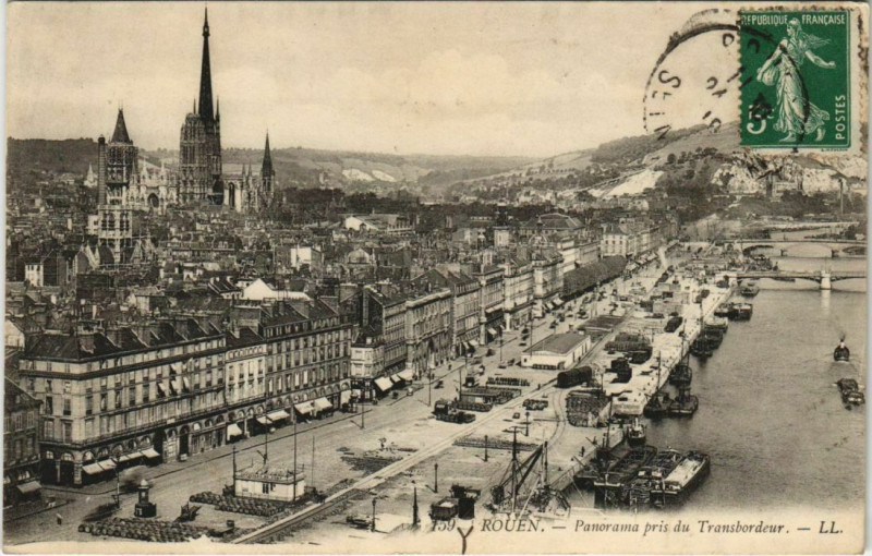 Carte postale ancienne Rouen Panorama pris du Transbordeur à Rouen