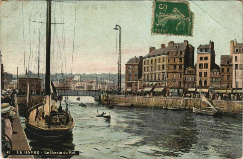 Carte postale ancienne La Havre Le Bassin du Roi.