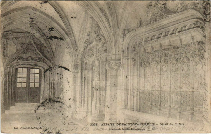 Carte postale ancienne Abbaye de Saint-Wandrille - Detail du Cloitre
