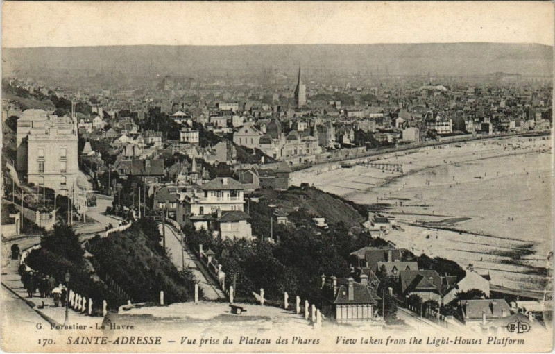 Carte postale ancienne Sainte-Adresse - Vue prise du Plateau des Phares à Sainte-Adresse