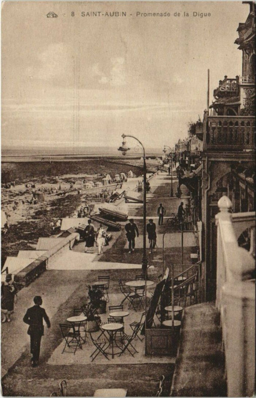 Carte postale ancienne Saint-Aubin - Promenade de la Digue