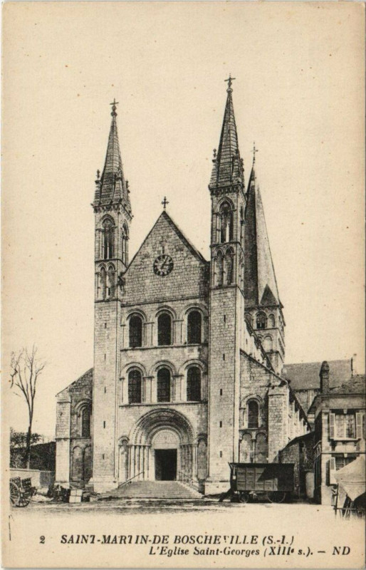 Carte postale ancienne Saint-Martin-de-Boscherville - L'Eglise Saint-Georges (Xiii. s) à Saint-Martin-de-Boscherville