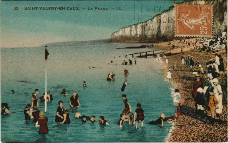 Carte postale ancienne Saint-Valery-en-Caux - La Plage à Saint-Valery-en-Caux