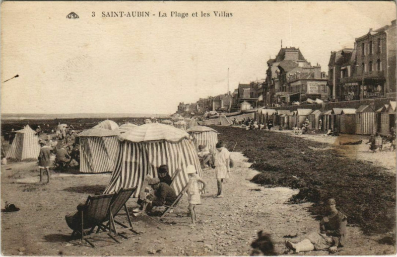 Carte postale ancienne Saint-Aubin - La Plage et les Villas