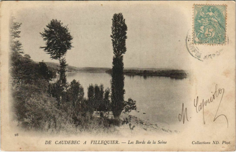Carte postale ancienne De Caudebec a Villquer - Les Bords de la Seine