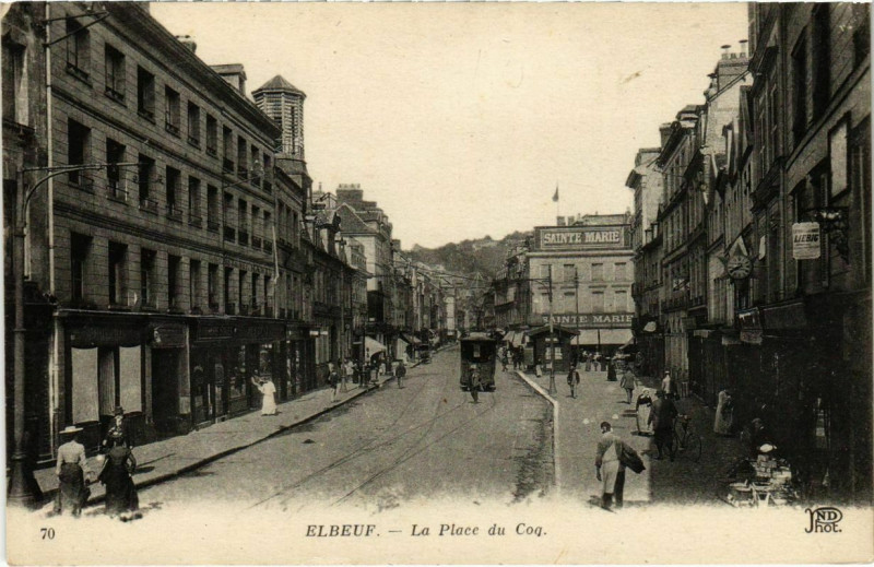 Carte postale ancienne Elbeuf - La Place du Coq à Elbeuf