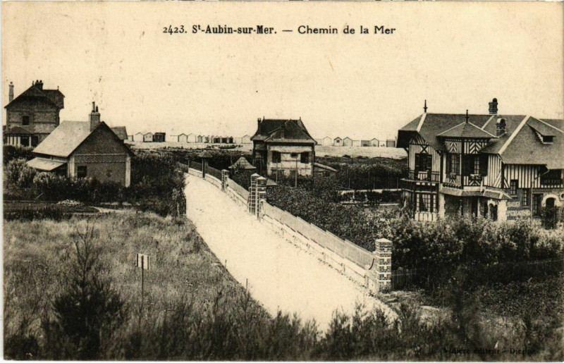 Carte postale ancienne Saint-Aubin-sur-Mer - Chemin de la Mer à Saint-Aubin-sur-Mer