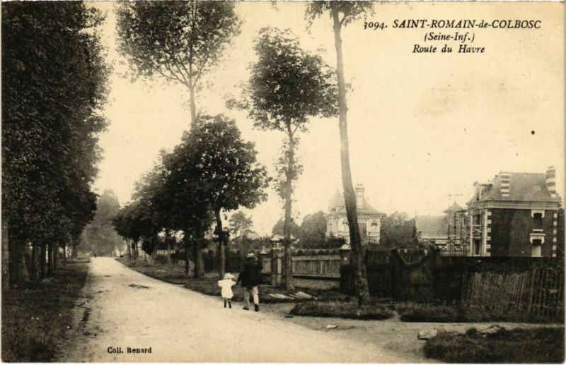Carte postale ancienne Saint-Romain-de-Colbosc - Route du Havre à Saint-Romain-de-Colbosc