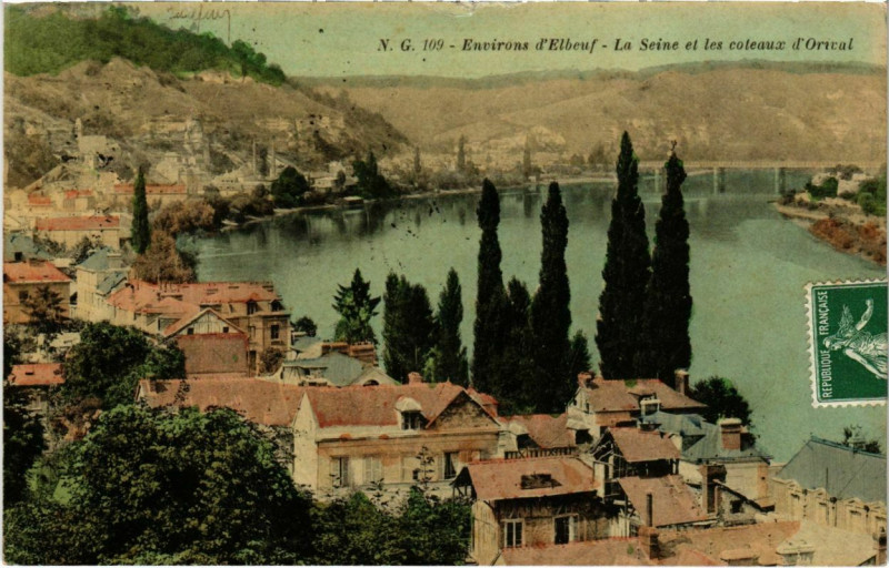 Carte postale ancienne Env. d'Elbeuf - La Seine et les coteaux à Elbeuf