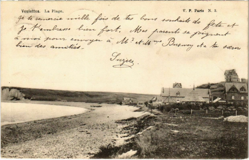 Carte postale ancienne Veulettes - La Plage à Eu