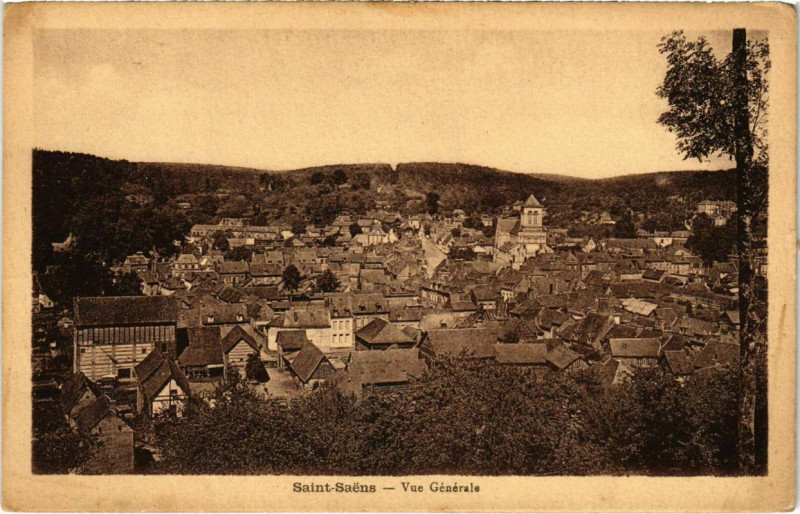 Carte postale ancienne Saint-Saens - Vue générale à Saint-Saëns