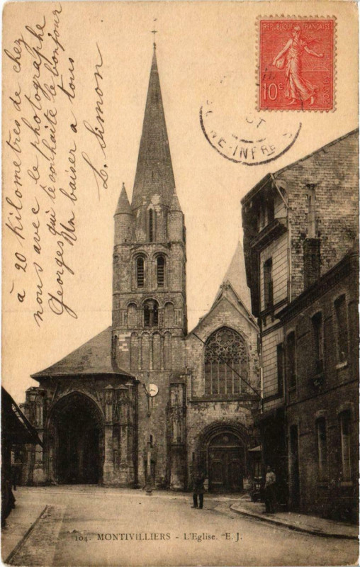 Carte postale ancienne Montvilliers - L'Eglise