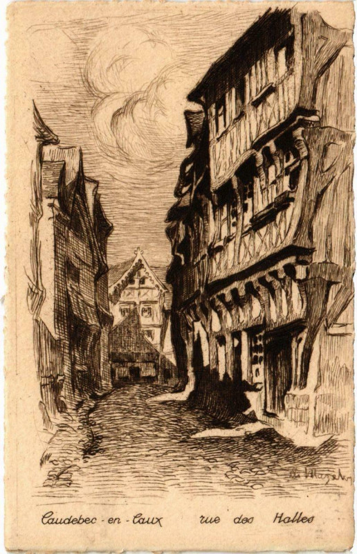 Carte postale ancienne Caudebec-en-Caux - Vue des Halles