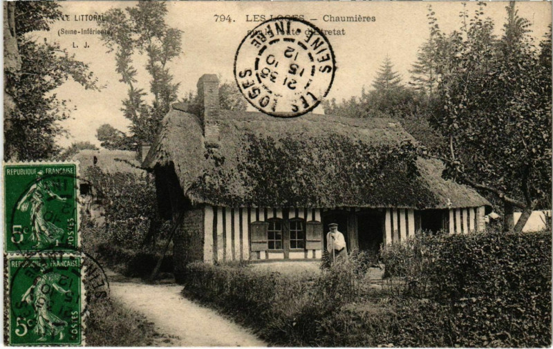 Carte postale ancienne Les Loges - Chaumieres aux Loges