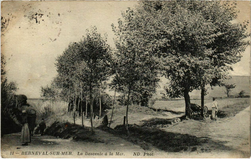 Carte postale ancienne Berneval-sur-Mer - La Descente a la Mer