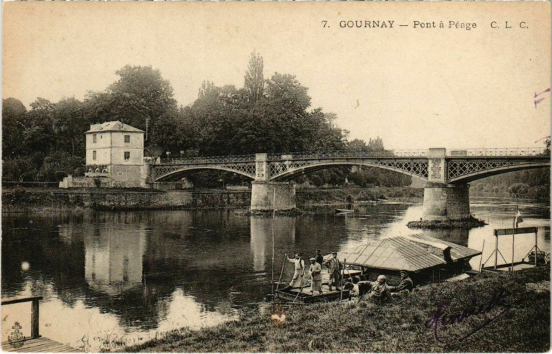 Carte postale ancienne Gournay - Pont a Peage