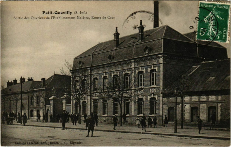 Carte postale ancienne Petit-Quevilly Sortie des Ouvriers de l'Etablissement Maletra