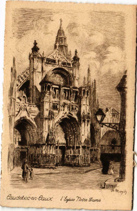 Carte postale ancienne Caudebec-en-Caux - L'Eglise Notre Dame