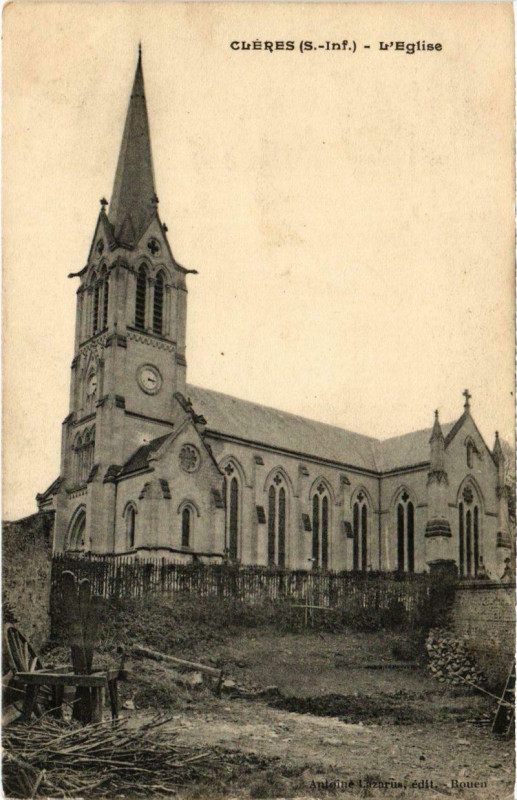 Carte postale ancienne Cleres - L'Eglise à Clères