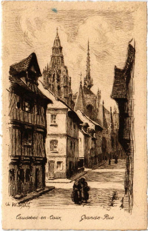 Carte postale ancienne Caudebec-en-Caux - Grande Rue