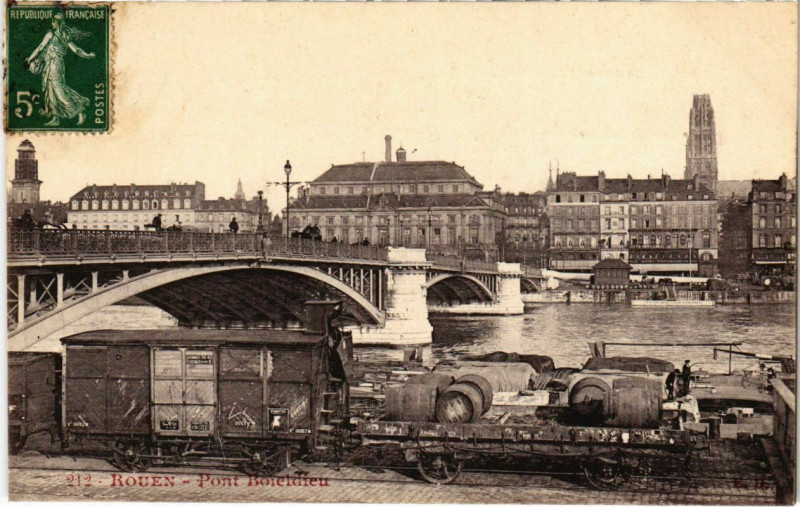 Carte postale ancienne Rouen - Pont Boieldieu à Rouen