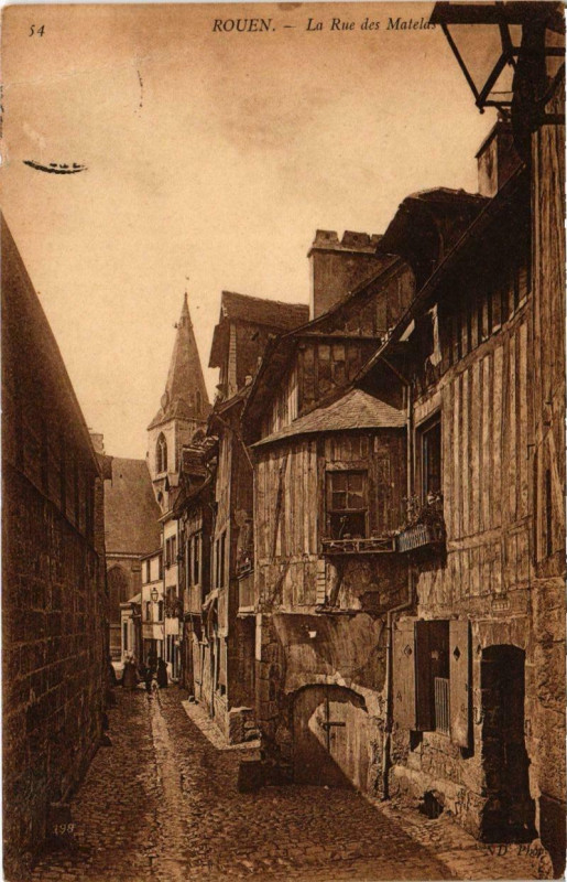 Carte postale ancienne Rouen - La Rue des Matelas à Rouen