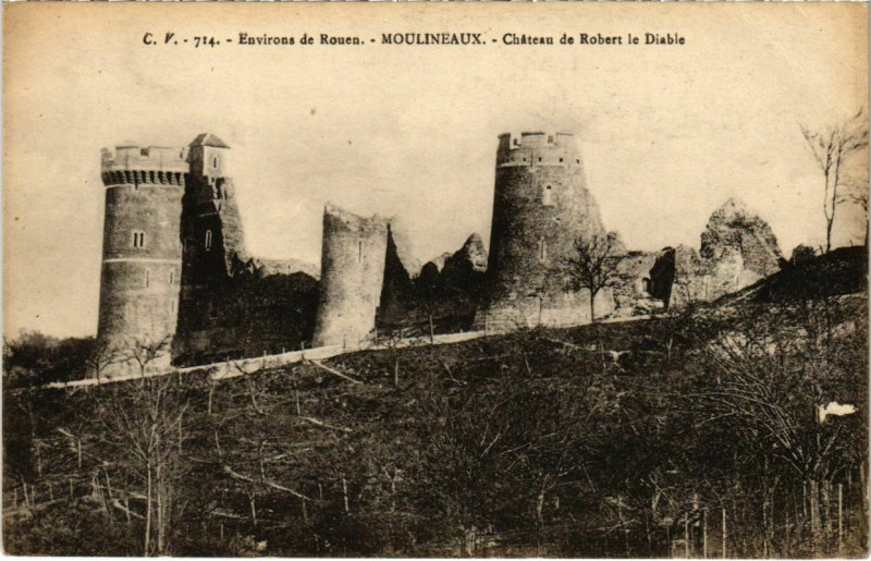 Carte postale ancienne Rouen - Moulineaux - Chateau de Robert le Diable à Rouen