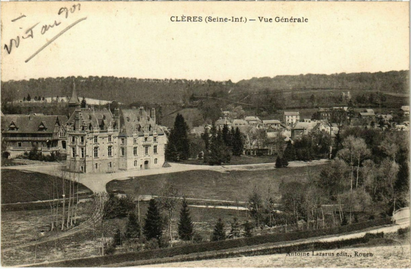 Carte postale ancienne Cleres - Vue générale à Clères