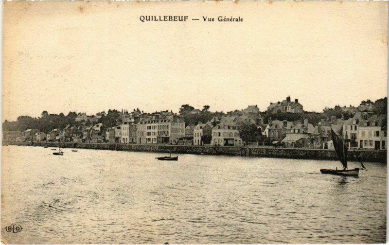 Carte postale ancienne Quillebeuf - Vue générale à Eu