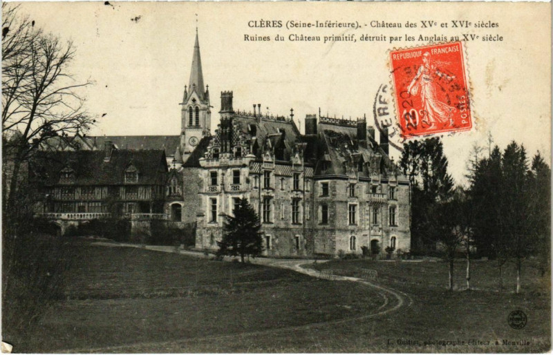 Carte postale ancienne Cleres - Ruines du Chateau primitif à Clères