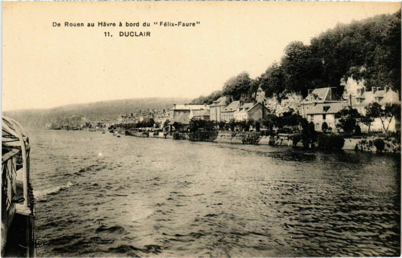Carte postale ancienne Duclair - De Rouen au Havre a bord zu Felix-Faure à Duclair